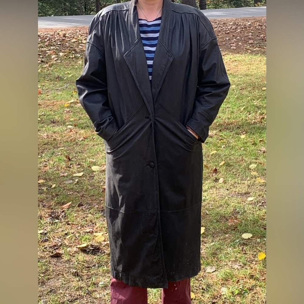 Genuine Leather Trench Coat